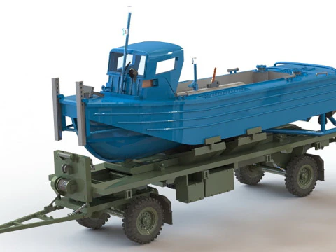 Barco Shottel M-boot con remolque Blumhardt BWB2377 Modelo de impresión 3D