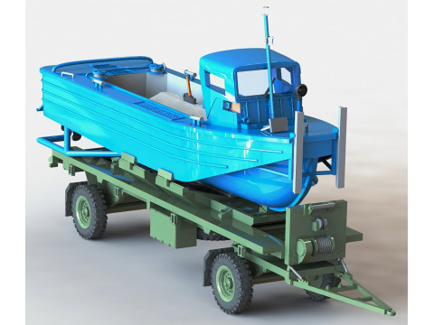 Shottel M-boot boat with Blumhardt BWB2377 trailer 3D-Druckmodell