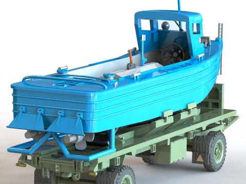 Shottel M-boot boat with Blumhardt BWB2377 trailer 3D-Druckmodell