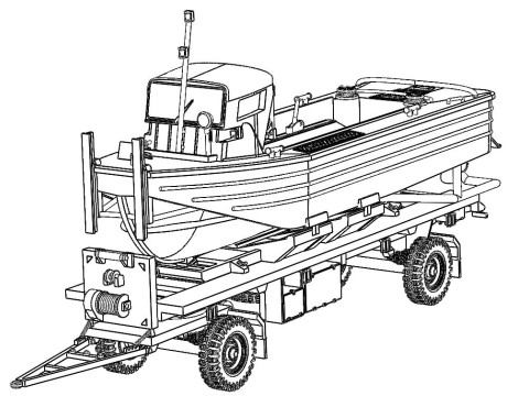 Shottel M-boot boat with Blumhardt BWB2377 trailer 3D-Druckmodell
