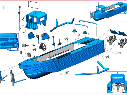 Shottel M-boot boat with Blumhardt BWB2377 trailer 3D Print Model
