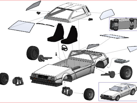 Delorian DMC12 3Dモデル