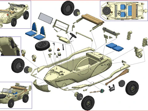 166 Schwimmwagen Modelo 3D