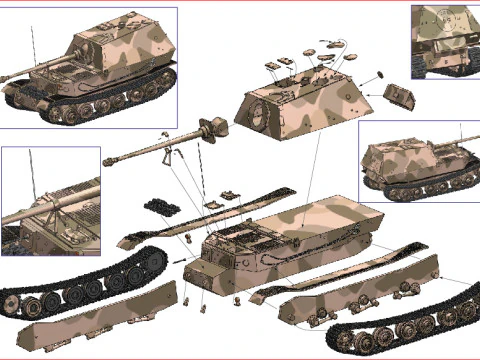 Tank Ferdinand Porsche 3D Model