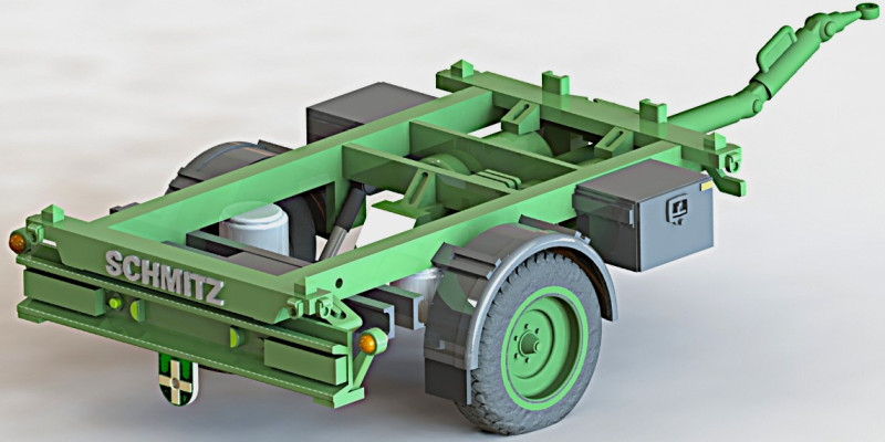 Schmitz SCB-RMG container chassis trailer 3D 모델 .c4d .max .obj .3ds .fbx .stl .blend