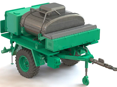 Drinking water tank trailer 3D Model