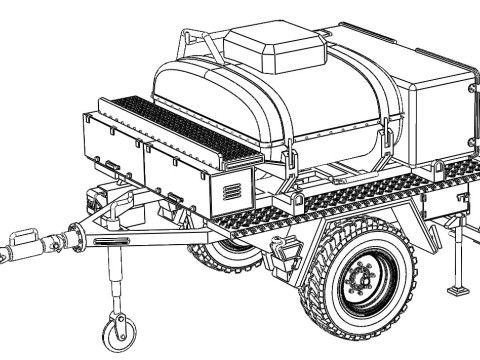 Drinking water tank trailer 3D 模型