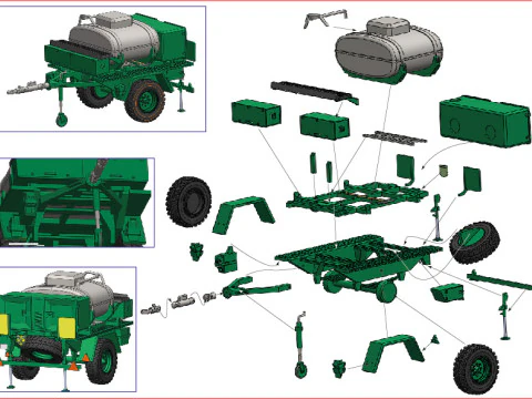 Drinking water tank trailer 3D Model