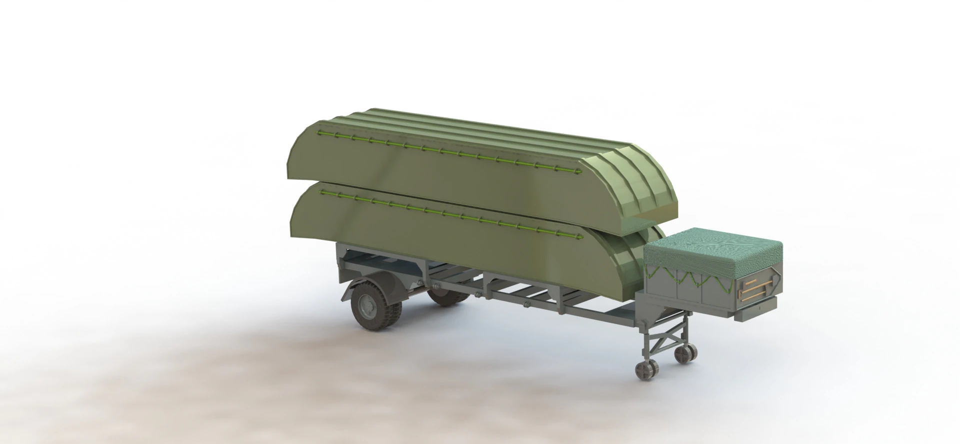 10-ton pontoon on trailer 3D Model .c4d .max .obj .3ds .fbx .stl .blend