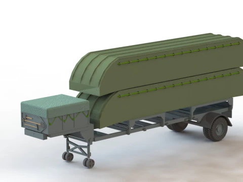 10-ton pontoon on trailer 3D Model