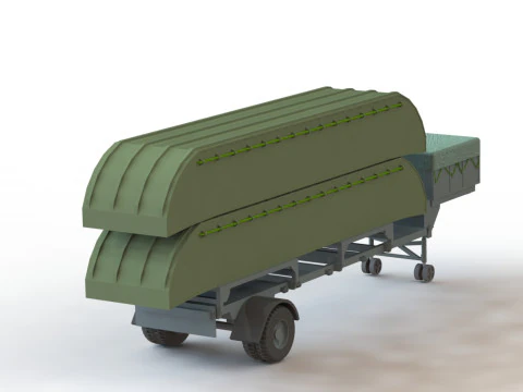 10-ton pontoon on trailer 3D Model