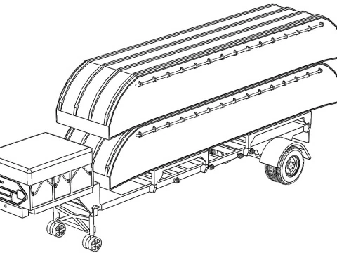 10-ton pontoon on trailer 3D Model