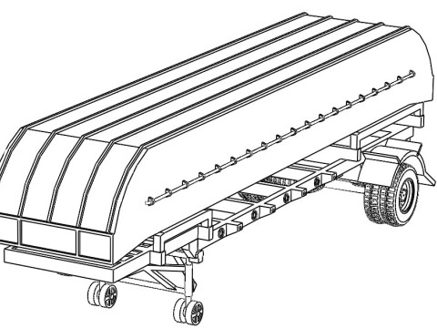 Pontão de 25 toneladas em reboque Modelo 3D