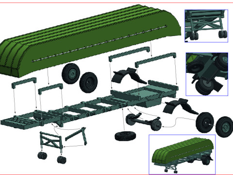 Pontão de 25 toneladas em reboque Modelo 3D