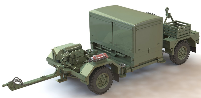 Stromerzeugeraggregat 15 kW SEA 15 kW German military trailer launcher for the MIM-Patriot SAM 3D Model .c4d .max .obj .3ds .fbx .stl .blend 