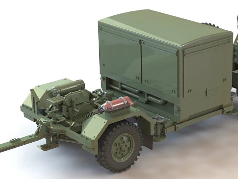 Stromerzeugeraggregat 15 kW SEA Lanzador de remolque militar alem&aacute;n de 15 kW para el MIM-Patriot SAM Modelo 3D