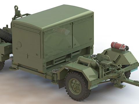 Stromerzeugeraggregat 15 kW SEA 15 kW German military trailer launcher for the MIM-Patriot SAM 3D Model