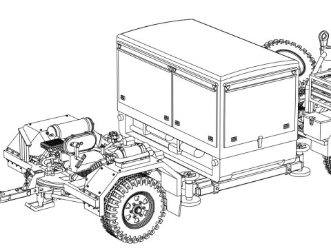Stromerzeugeraggregat 15 kW SEA 15 kW German military trailer launcher for the MIM-Patriot SAM 3D Model