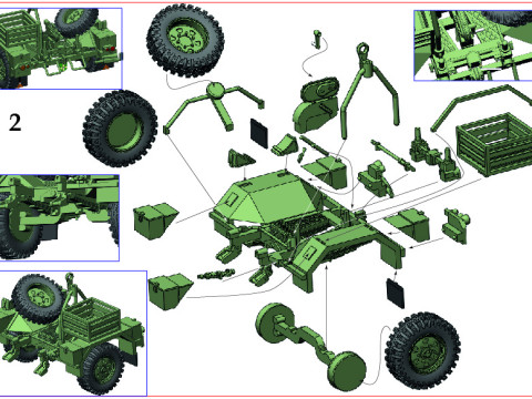 Stromerzeugeraggregat 15 kW SEA 15 kW German military trailer launcher for the MIM-Patriot SAM 3D Model