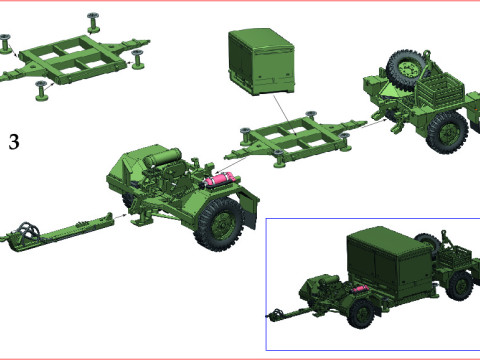 Stromerzeugeraggregat 15 kW SEA 15 kW German military trailer launcher for the MIM-Patriot SAM 3D Model