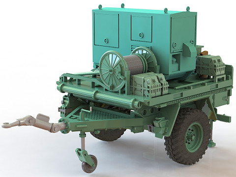 Military Communication Cable Reel Trailer Modello 3D