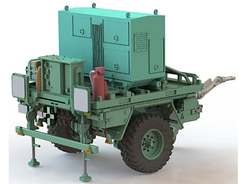 Military Communication Cable Reel Trailer 3D Model