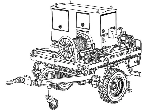Military Communication Cable Reel Trailer 3D Model