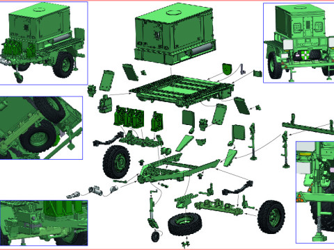 Trailer-Mounted 100 kW Diesel Generator Modelo 3D
