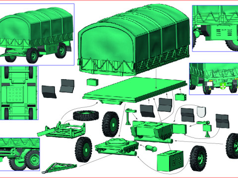 मानक 3-टन सैन्य ट्रेलर बुंडेसवेहर 3D मॉडल