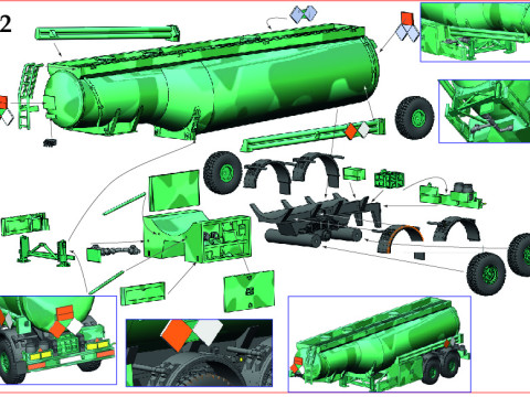 Autocarro IVECO Trakker AT380T50WT-P 6x6 con semirimorchio cisterna blindata Modello 3D