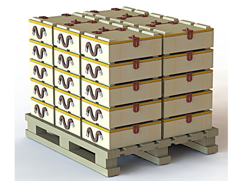 556 mm'lik kartuşlar için kutulu palet 4 MILAN F2 güdümlü füze içeren kutu 3D Model