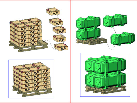 556 mm'lik kartuşlar için kutulu palet 4 MILAN F2 güdümlü füze içeren kutu 3D Model