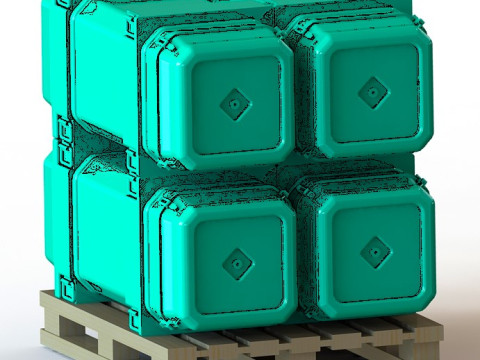 556 mm'lik kartuşlar için kutulu palet 4 MILAN F2 güdümlü füze içeren kutu 3D Model