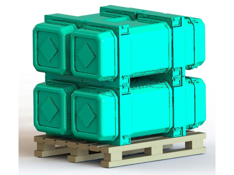 556 mm'lik kartuşlar için kutulu palet 4 MILAN F2 güdümlü füze içeren kutu 3D Model