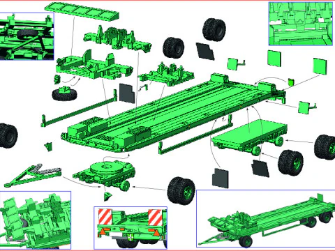 Anhanger 6-Rad 15 t Panzerbrcke 3D Model