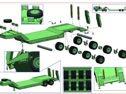 Kassbohrer -인형- 4축 군용 로우 로더 Bundeswehr BW Tieflader 3D 모델