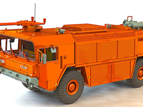 FAUN FlKfz 3000 Feuerwehrauto 3D Modell