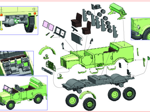 Borgward B 2000 AO Funkkraftwagen Fekw 3D Модель