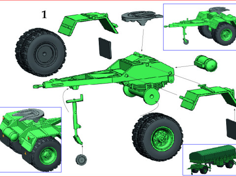 Blumhardt Semi-trailer with tarp 3D Model