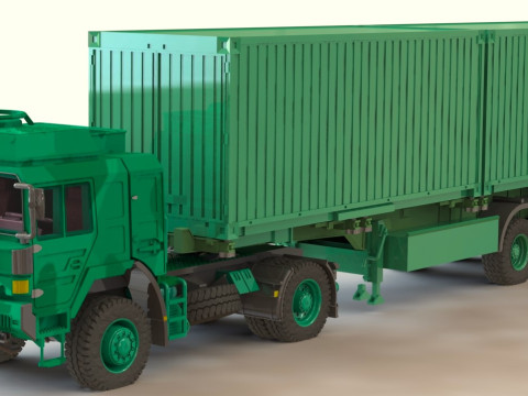 Caminhão militar MAN pesado com semirreboque Kogel SWCT 24 Modelo 3D