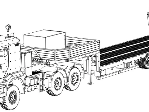 IVECO Trakker AT380T50WT-P 6x6 Truck with Sattelanhanger IVECO 3D Model