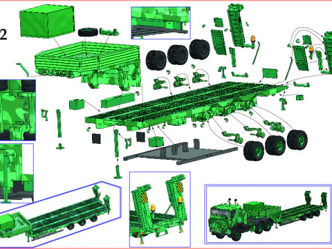 IVECO Trakker AT380T50WT-P 6x6 Truck with Sattelanhanger IVECO 3D Model