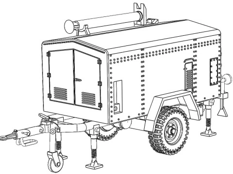 Field oven on trailer 2 wheel 15 t 3D Model