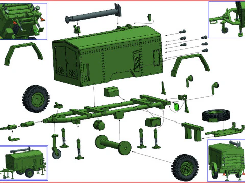 Field oven on trailer 2 wheel 15 t 3D Model