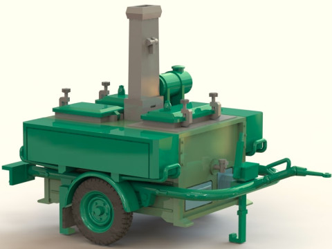 Fornello da cucina da campo 57-4 su un rimorchio speciale Modello 3D