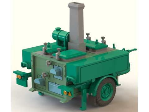 Fornello da cucina da campo 57-4 su un rimorchio speciale Modello 3D