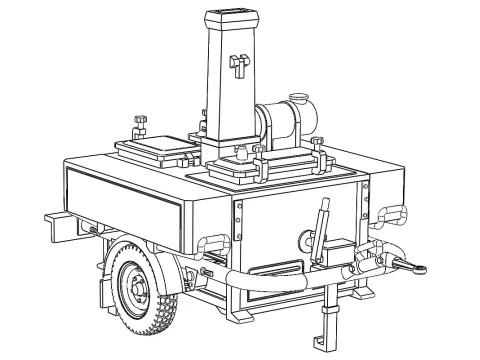 Field kitchen stove 57-4 on a special trailer 3D Model