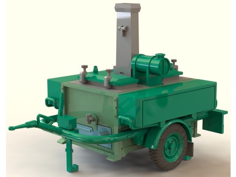 特殊拖车上的野战厨房炉灶 57-4 3D 模型