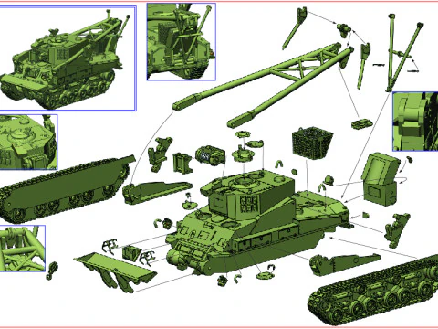 Veh&iacute;culo blindado de recuperaci&oacute;n M74 Modelo 3D