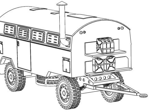 Military kitchen trailer 5t 3D Model